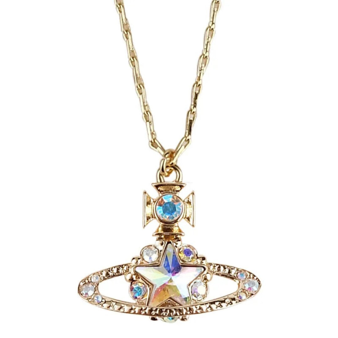 Celestial Radiance Pentagram Orbit Necklace
