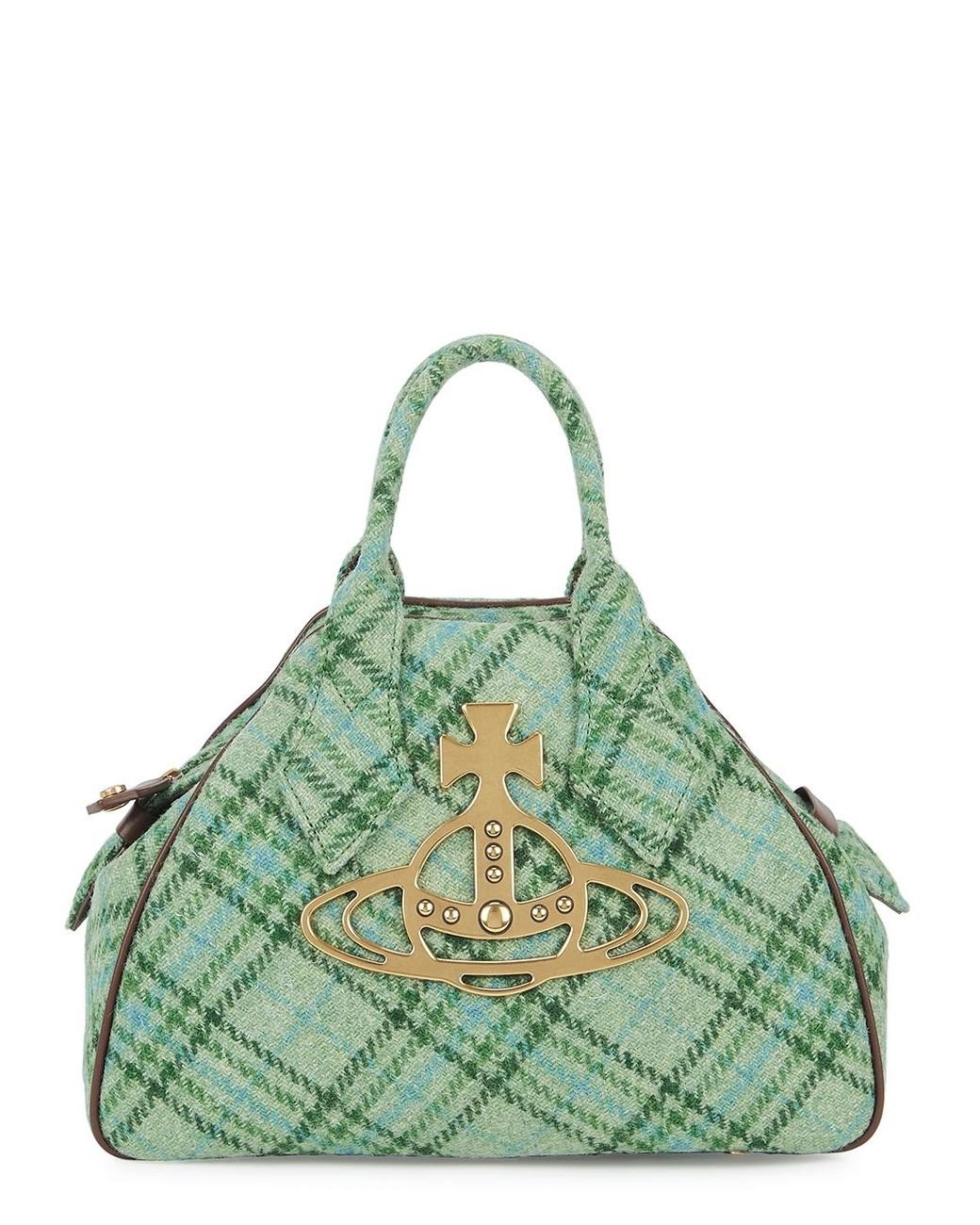 Green plaid handbag (with dust bag)