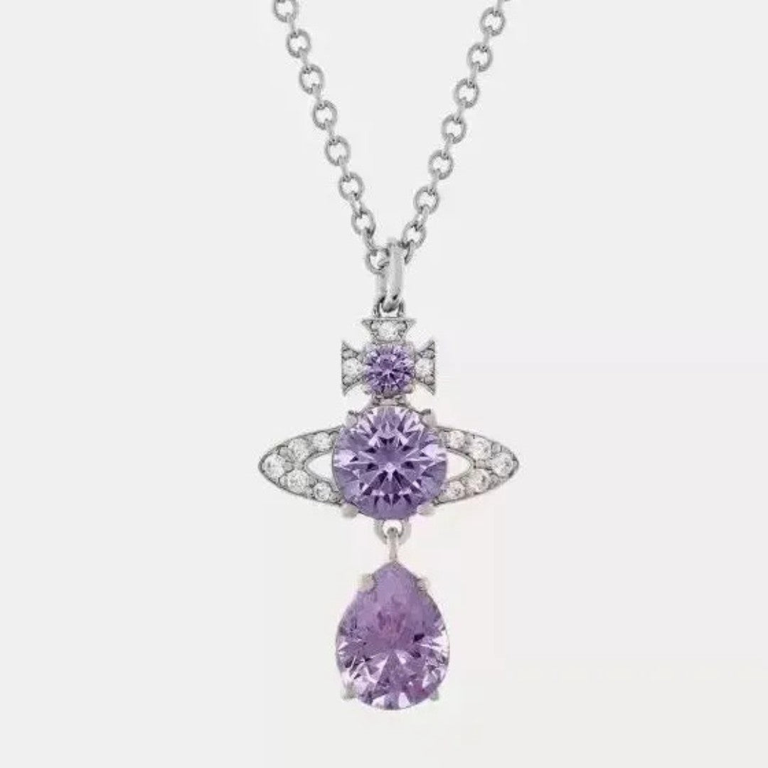 ISMENE Saturn Drop Gem Necklace