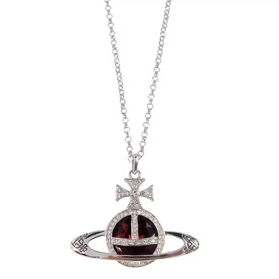 Large Gemstone Saturn Necklace