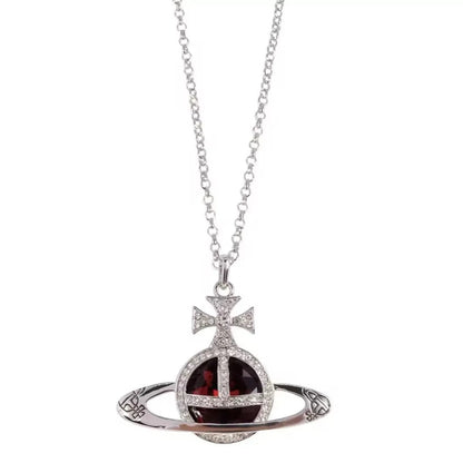 Large Gemstone Saturn Necklace