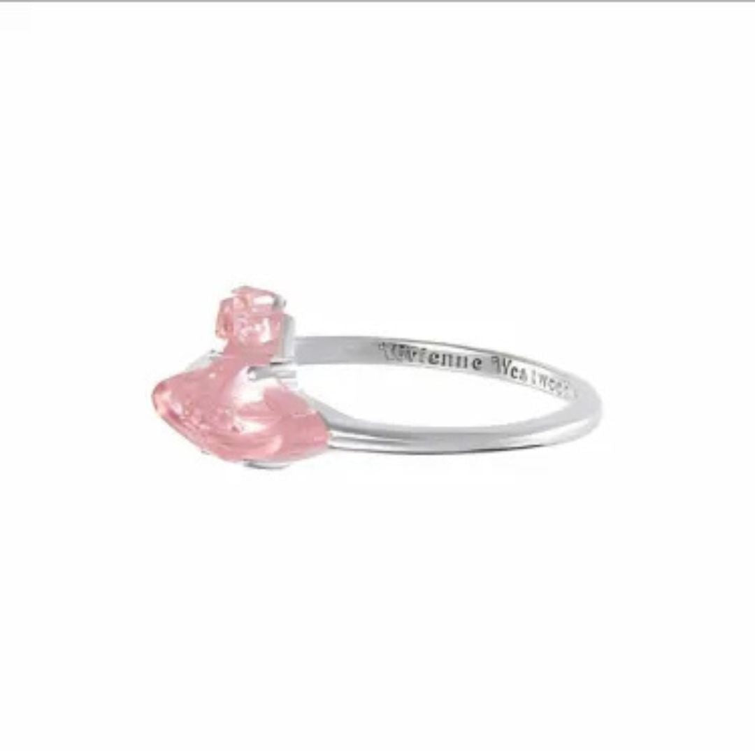 Pink Glitter Orb Emblem Ring