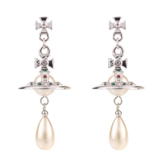 orb pearl drop earrings (with box)