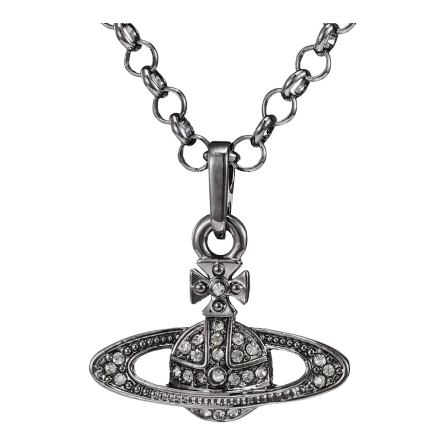 Classic Full Diamond Saturn Necklace