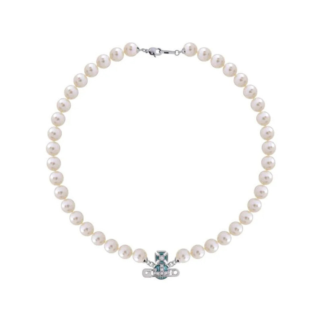 KITTY Pin Lacquered Saturn Pearl Necklace