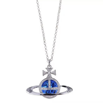Large Gemstone Saturn Necklace