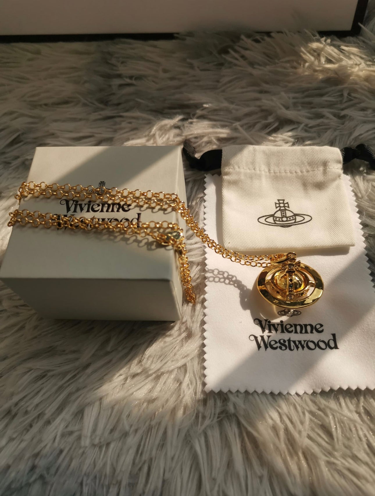 Gold container necklace (with box)