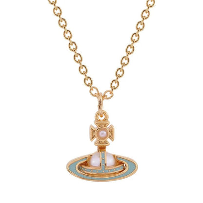 SIMONETTA Half-Domed Pearl Orb Necklace with Raised Lacquer Finish