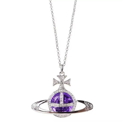 Large Gemstone Saturn Necklace