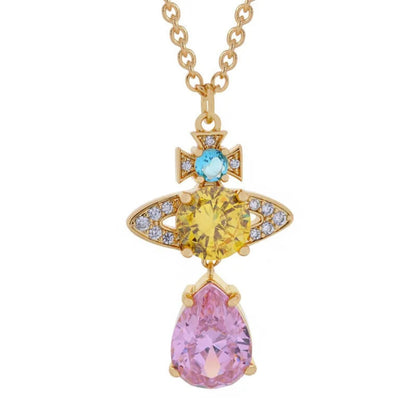 ISMENE Saturn Drop Gem Necklace