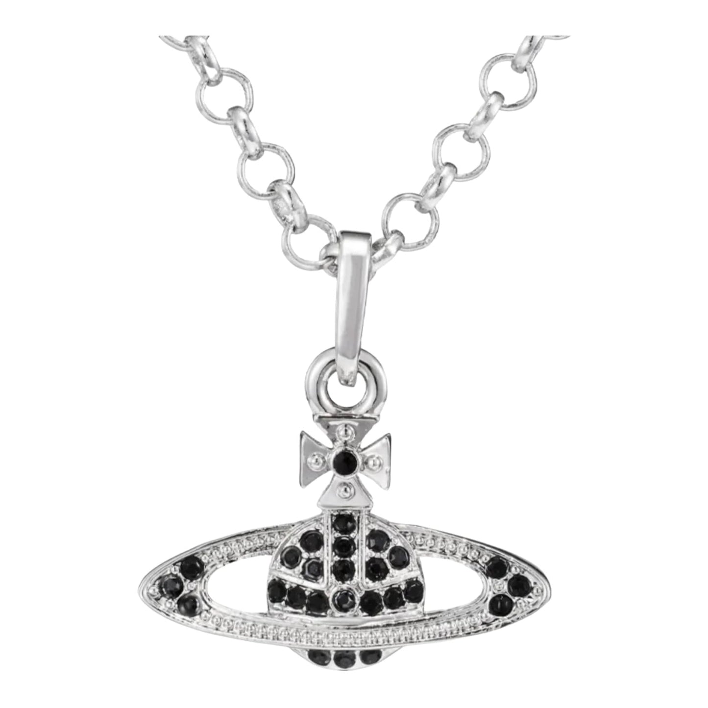 Classic Full Diamond Saturn Necklace