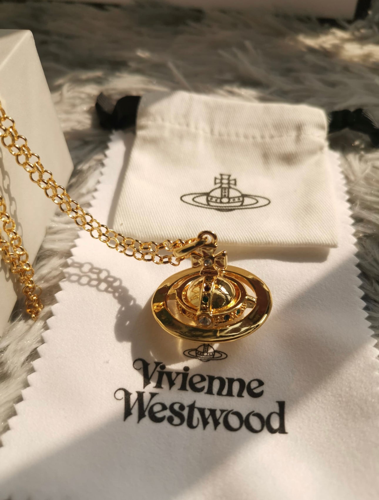 Gold container necklace (with box)