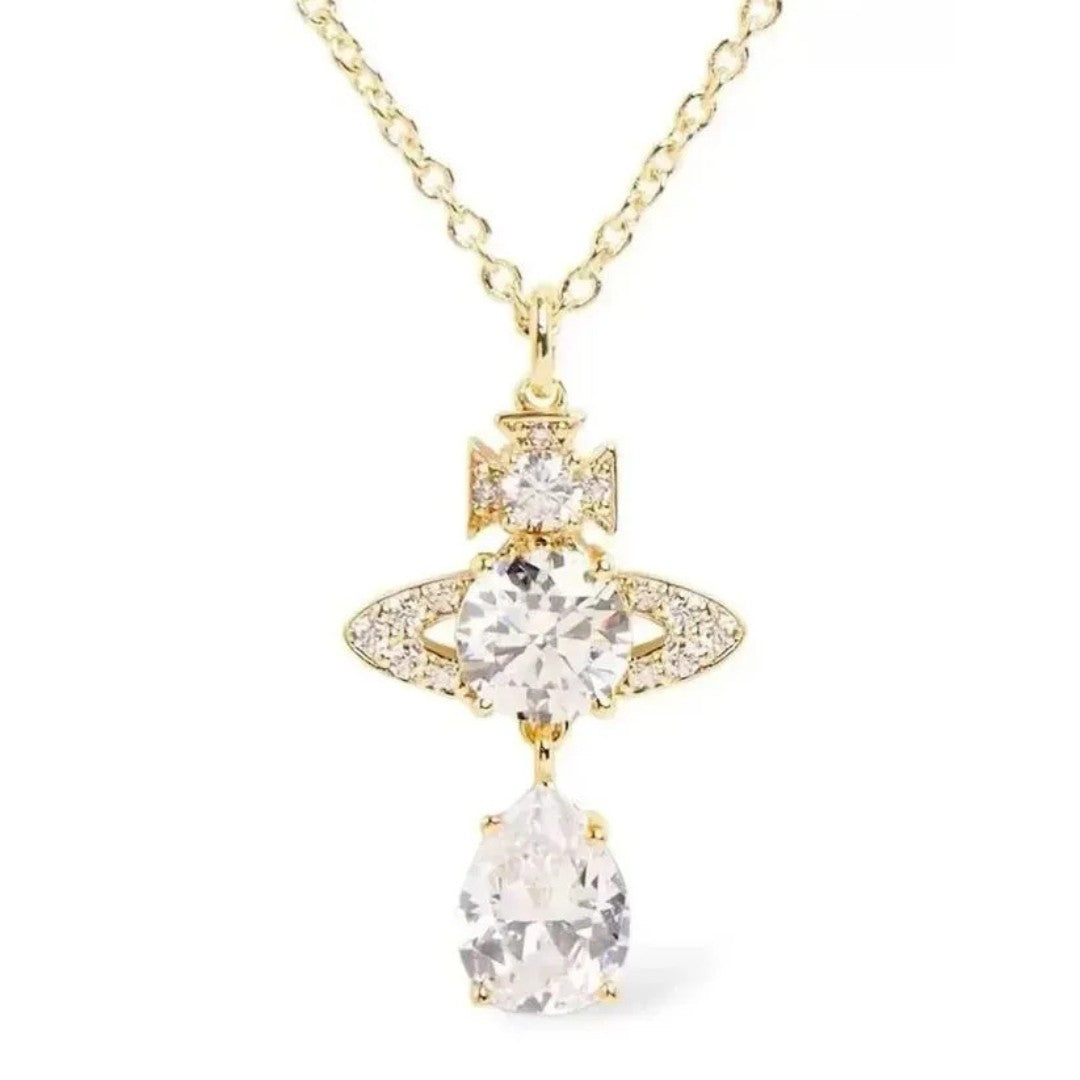 ISMENE Saturn Drop Gem Necklace