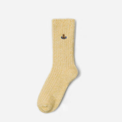 Orb Embroidered Soft Knit Crew Socks