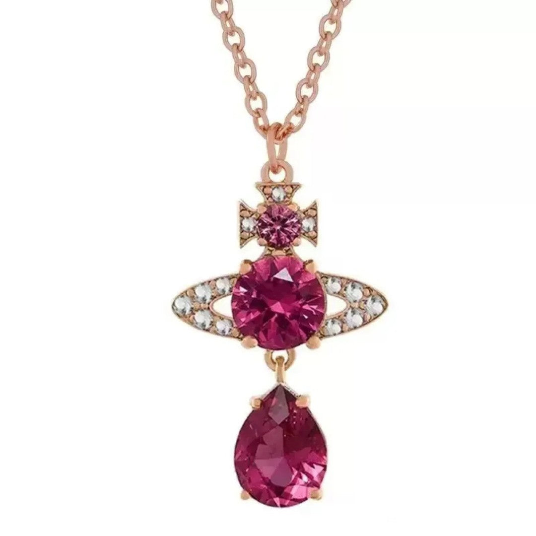 ISMENE Saturn Drop Gem Necklace