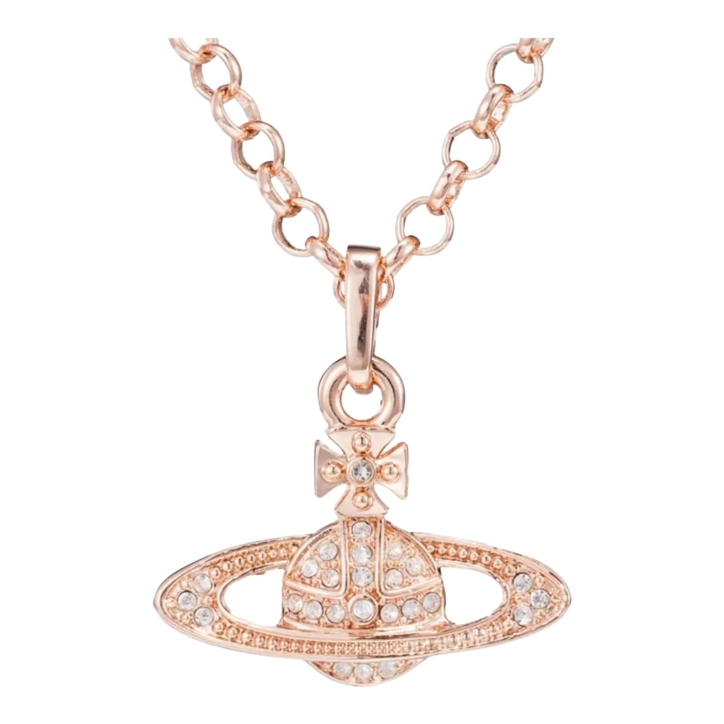 Classic Full Diamond Saturn Necklace