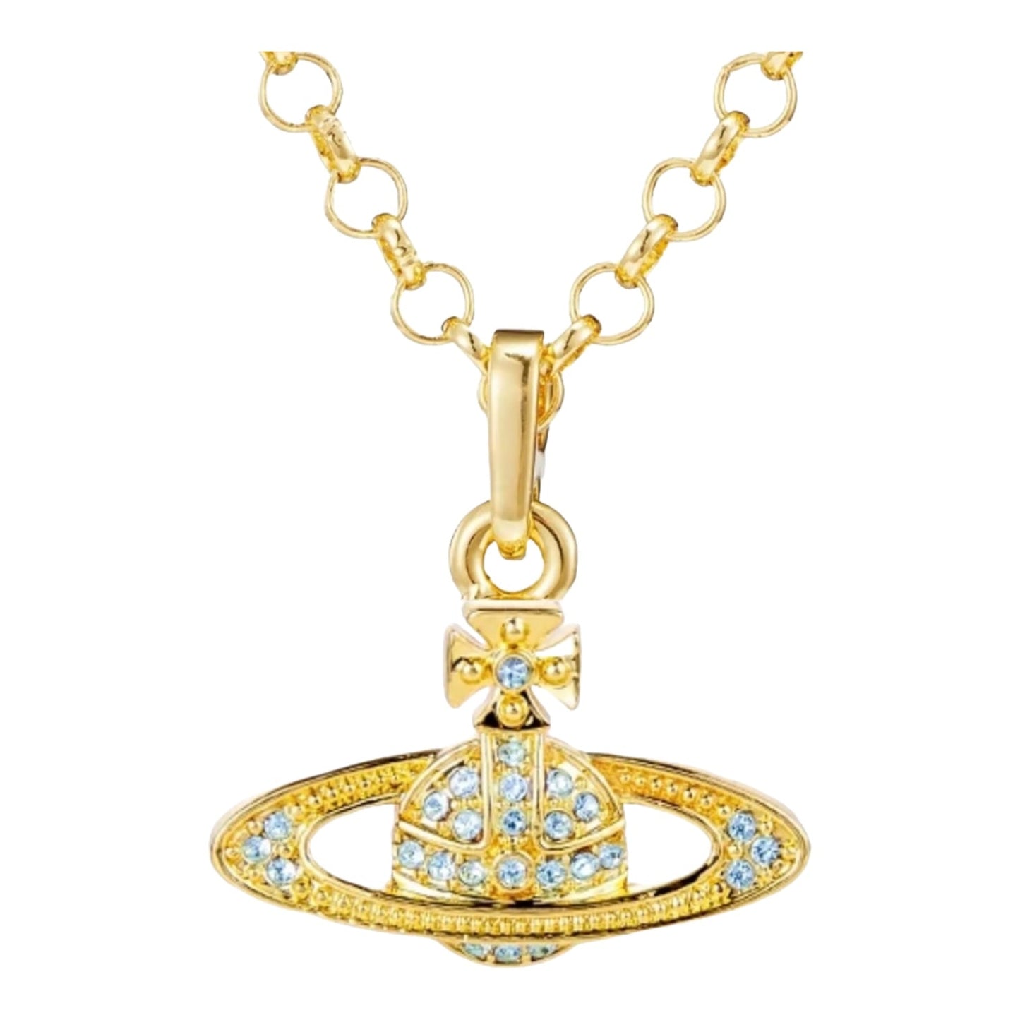 Classic Full Diamond Saturn Necklace