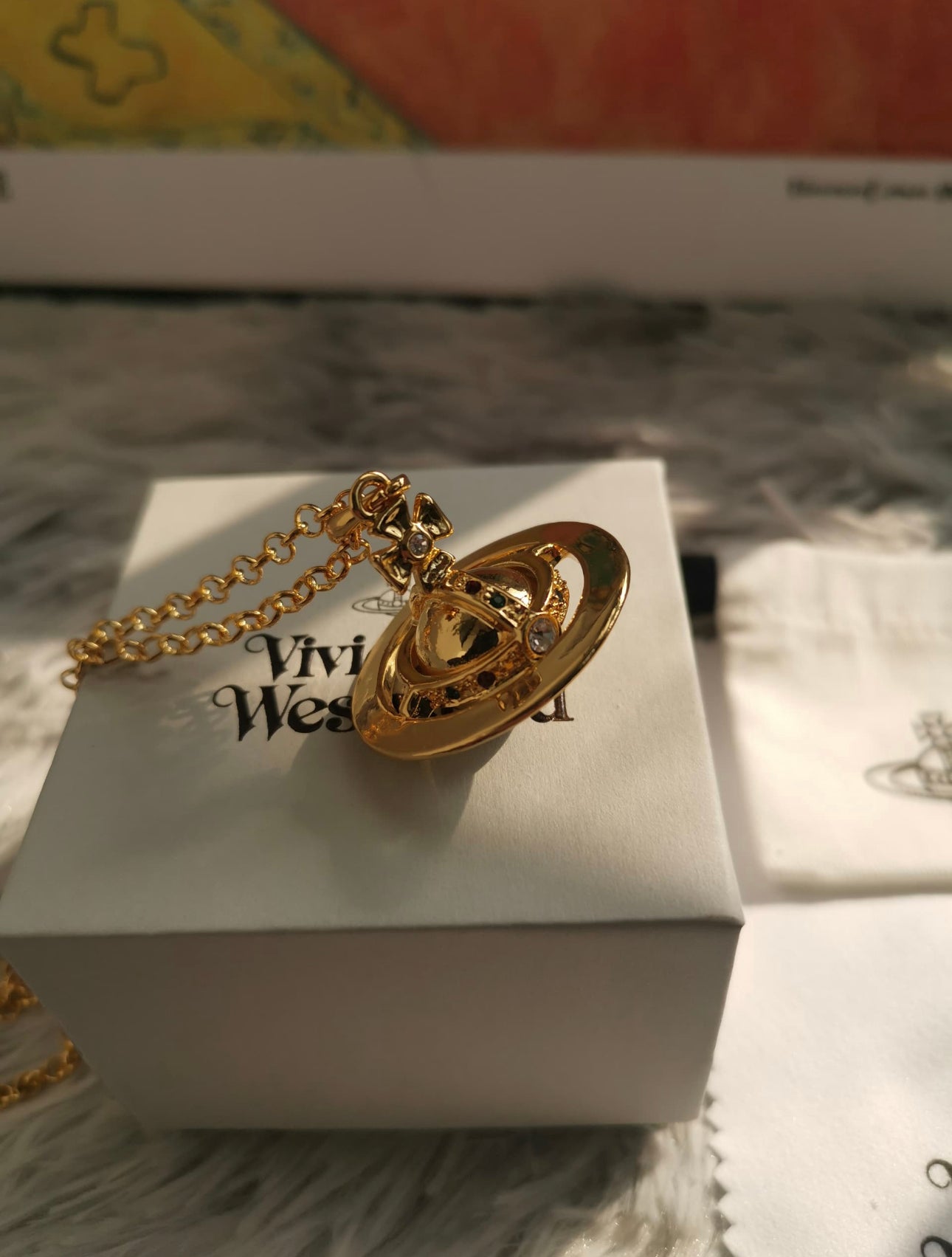 Gold container necklace (with box)