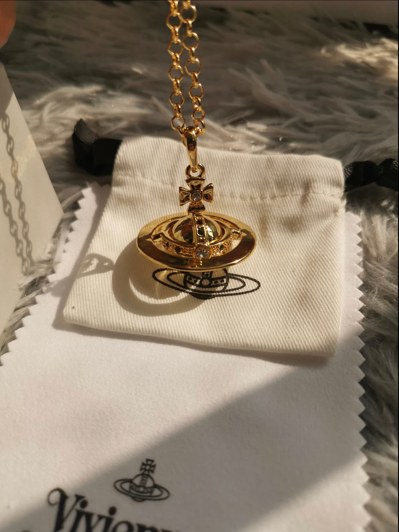 Gold container necklace (with box)