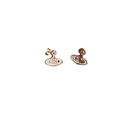 pink and gold earrings (with box)