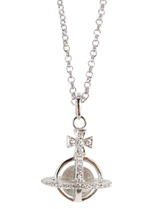 silver crystal orb necklace