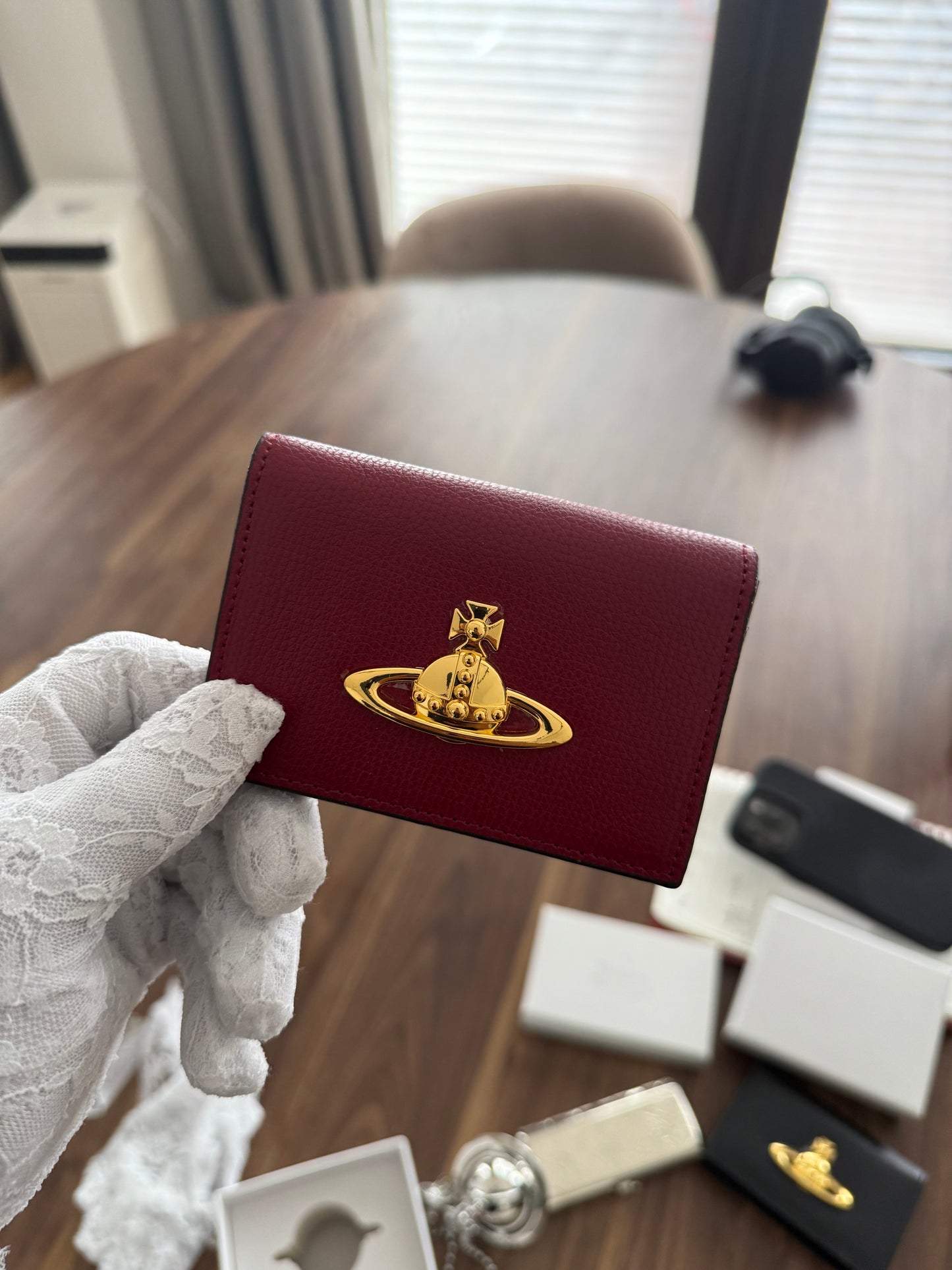 Wine leather wallet