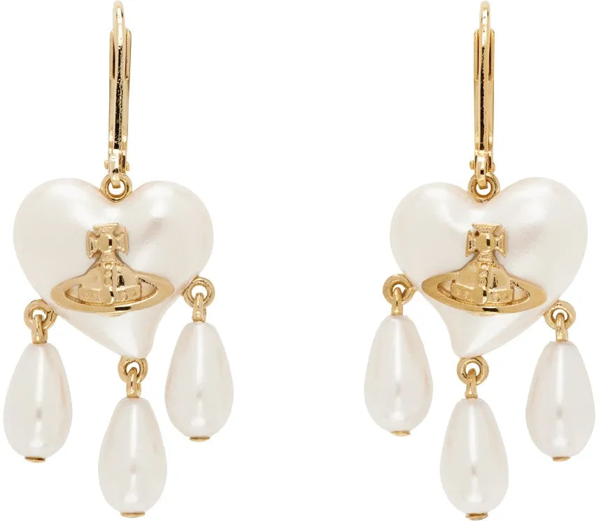 Heart Charm Orb Drop Earrings