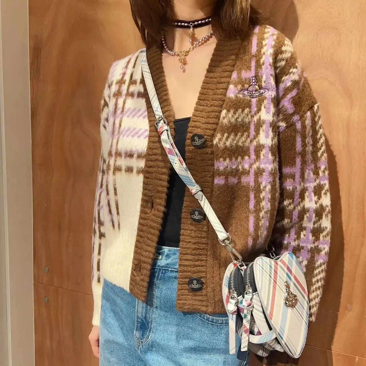 Tartan Fade Button Cardigan